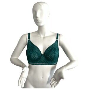 Adore Me Tatum Jasper Bra Adjustable Straps Green 38DDD